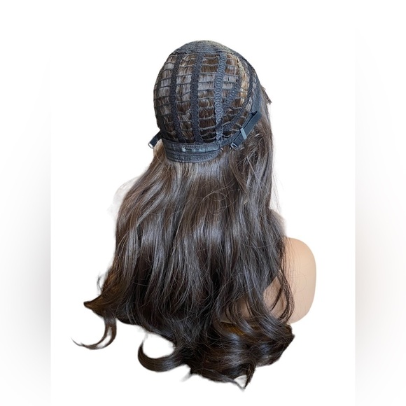 Chocolate Brown Wavy Long Wig With Bangs - Picture 3 of 8